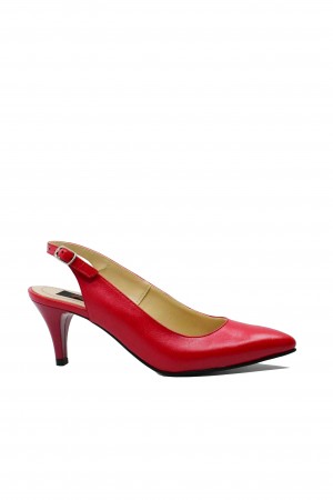 Pantofi decupați stiletto Catinca, roșii, din piele naturală SORD24R