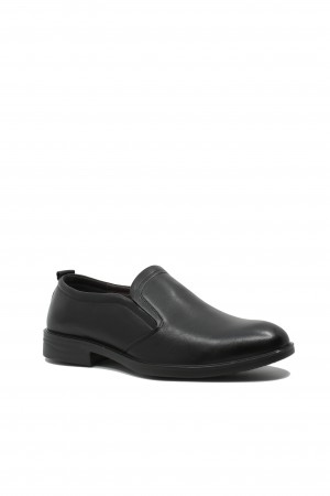 Pantofi bărbați fără șiret, negri, din piele naturală FNX83212 