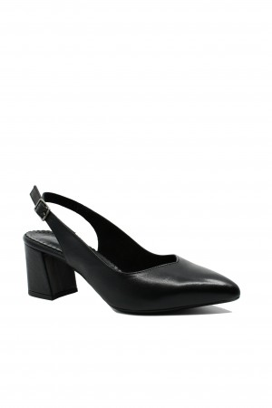 Pantofi decupați damă Anna Viotti negri din piele naturală, cu vârf ascuțit GOR24118N