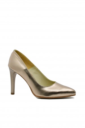 Pantofi eleganți stiletto aurii din piele naturală FICP-060AU
