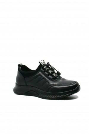 Pantofi sport damă Formazione, negri, din piele naturală cu inserții textile FNX1133