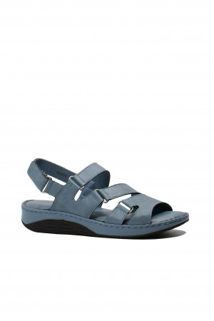 Sandale comode Pass Collection în stil roman, blue, din piele naturală OTR20024