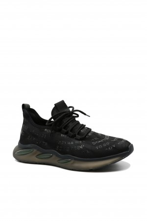 Sneakers de vară negri din material textil flexibil OTR1062N