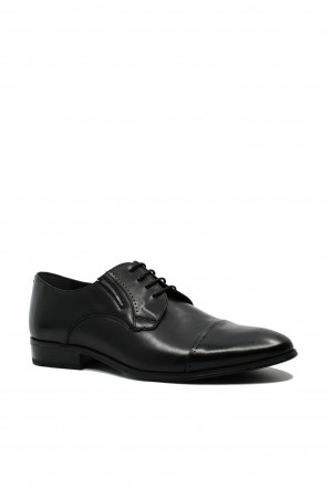 Pantofi eleganți Denis stil oxford negri, din piele naturală 6850VITN